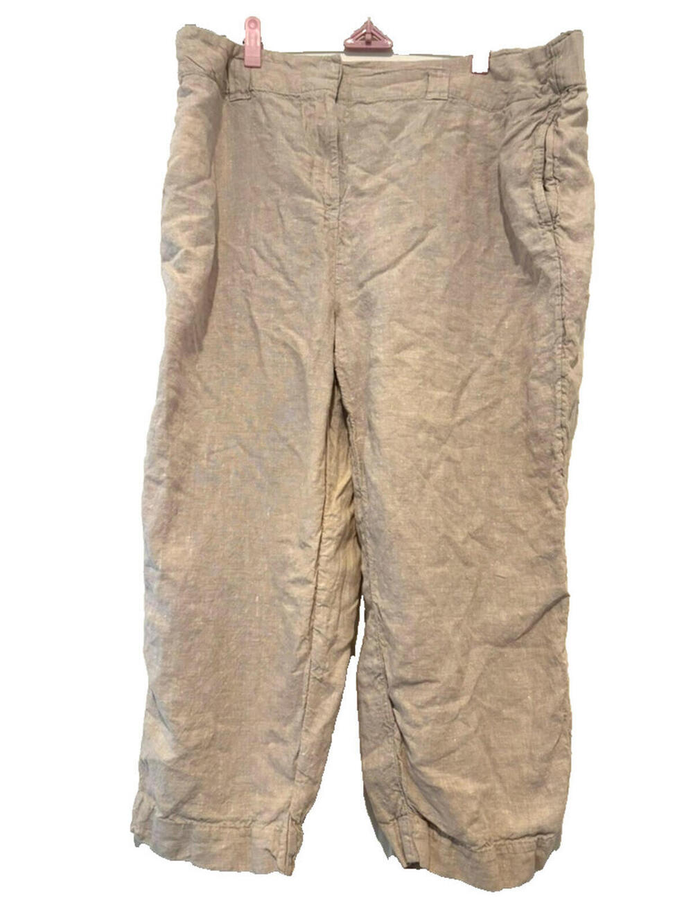 Chicos sz 3.5 (XXL) beige linen cropped stretch waist beachy coastal pants CC
